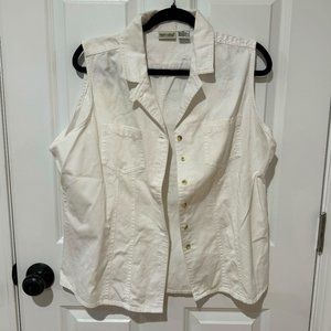 Vintage Pride's Landing White Button‎ Down Cotton Vest - Size XL